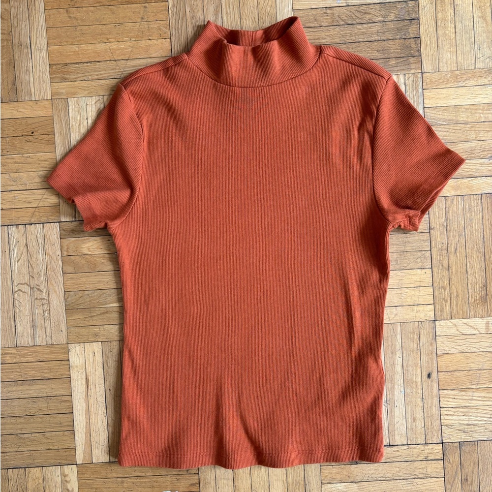 MAEVE Mock-Neck Blair Baby Tee, Sz S